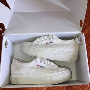 Superga platform shoes white